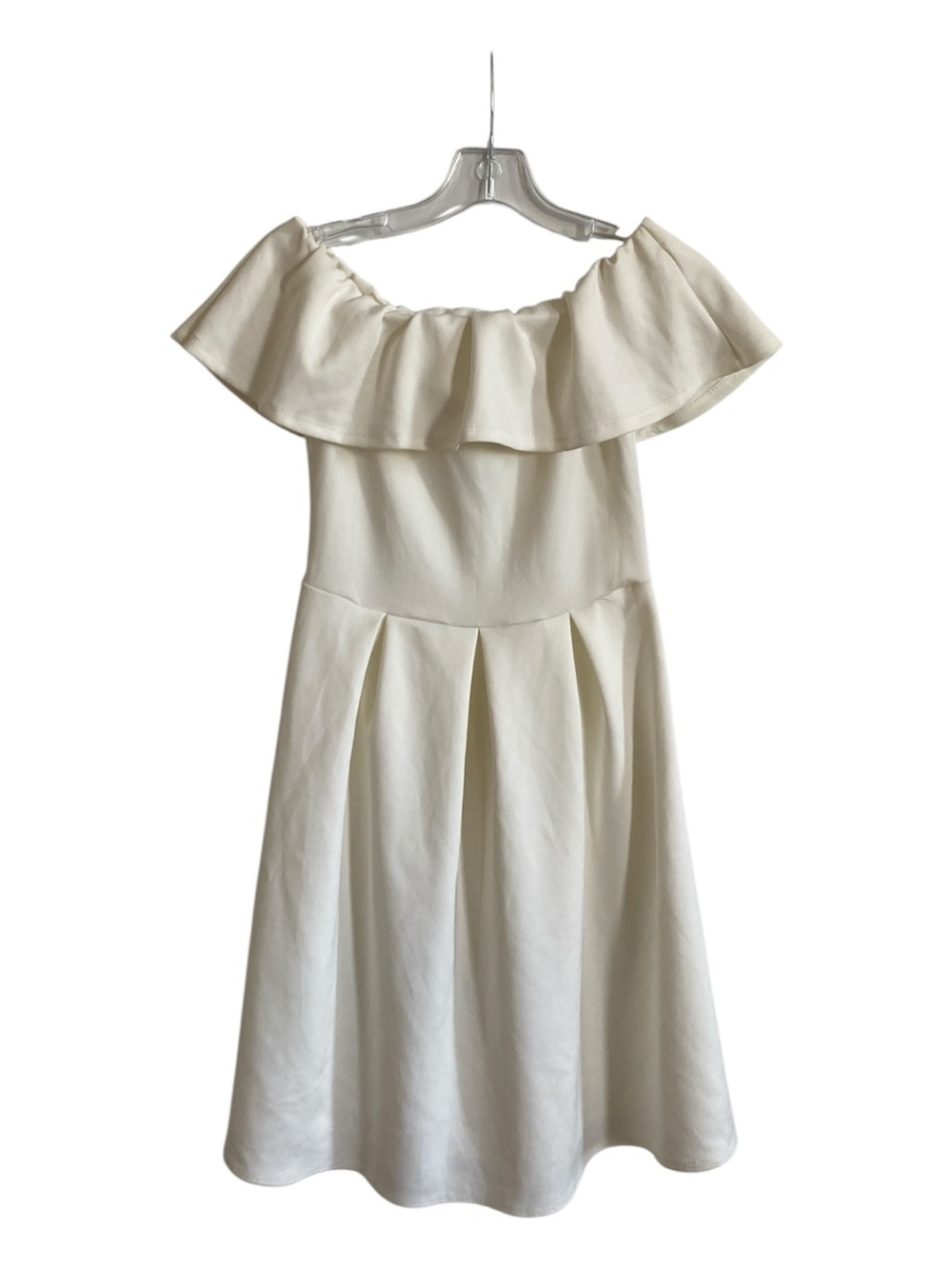 Off-White Cream Off-Shoulder Ruffle Dress